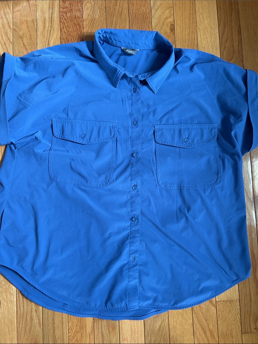 Eddie Bauer Short-Sleeve Button-Down Shirt - Dusty Blue